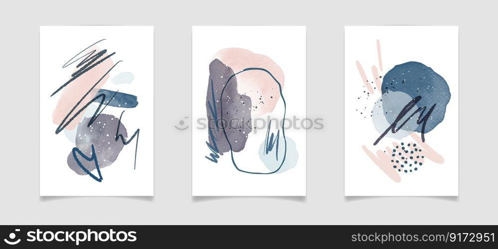 Abstract watercolor minimalist composition with fluid stain elements and brush strokes. Mid-century modern art poster designs. Contemporary vector artwork for home wall decoration, prints, canvas.. Abstract watercolor minimalist composition with fluid stain elements and brush strokes. Mid-century modern art poster designs. Contemporary vector artwork for home wall decoration, prints, canvas