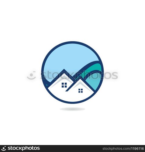 Abstract Wave And House Home Logo Design. Creative & Modern Beach property logo design.