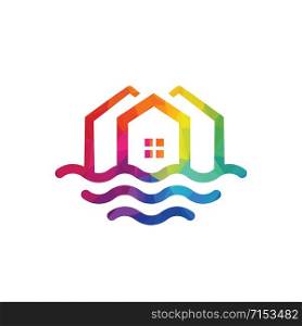 Abstract Wave And House Home Logo Design. Creative & Modern Beach property logo design.