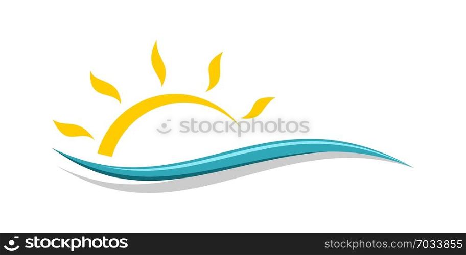 Abstract Wave and Sun Logo Template