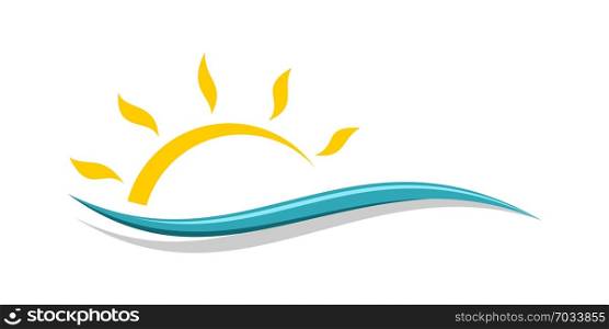 Abstract Wave and Sun Logo Template