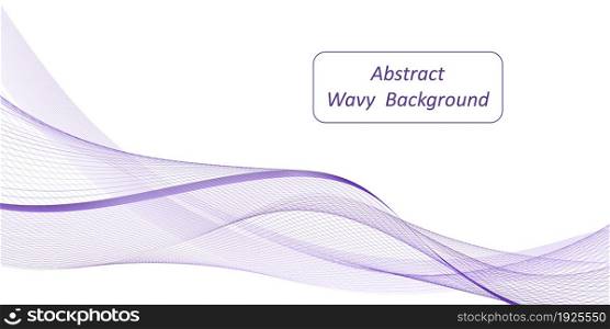 Abstract wave background. Purple swirl swoosh, dynamic flowing waves isolated on white background. Trendy design for banner. Undulate curve lines. Vector illustration