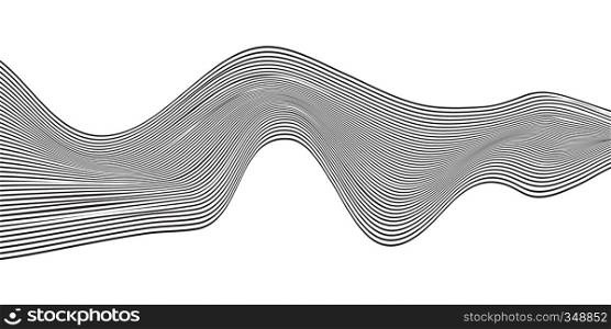 Abstract wave black curved line horizontal stripe isolated on white background. Vector illustration