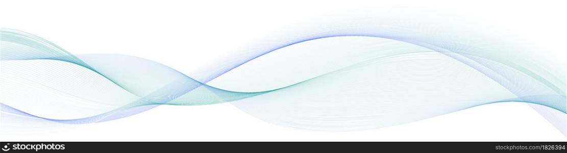Abstract wave, blue and teal swirl wave swoosh, color flow on white background. Transparent veil texture. Modern trendy design for border decor. Vector illustration