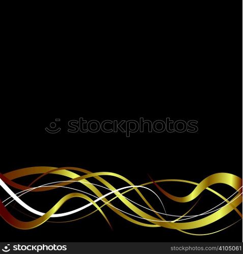 Abstract wave design in black and gold with copy space