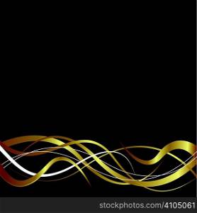 Abstract wave design in black and gold with copy space
