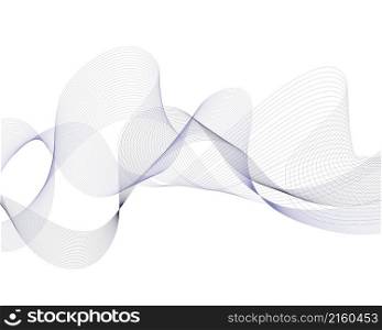 Abstract wave element from thin lines. Stylized line art background in Very Peri modern colors. Vector illustration.