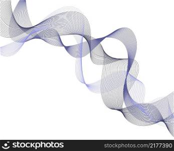 Abstract wave element from thin lines. Stylized line art background in Very Peri modern colors. Vector illustration. 