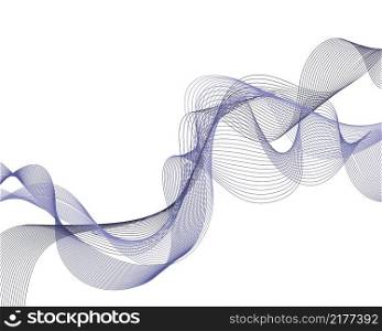 Abstract wave element from thin lines. Stylized line art background in Very Peri modern colors. Vector illustration.
