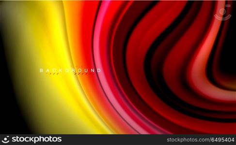 Abstract wave lines fluid rainbow style color stripes on black background. Abstract wave lines fluid rainbow style color stripes on black background. Vector artistic illustration for presentation, app wallpaper, banner or poster