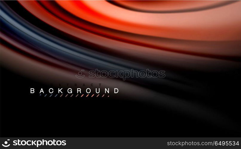 Abstract wave lines fluid rainbow style color stripes on black background. Abstract wave lines fluid rainbow style color stripes on black background. Vector artistic illustration for presentation, app wallpaper, banner or poster