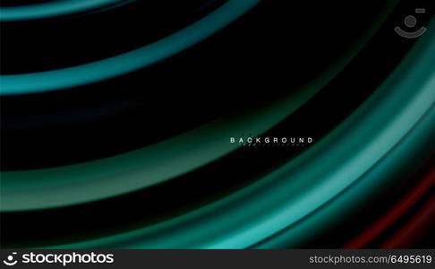 Abstract wave lines fluid rainbow style color stripes on black background. Abstract wave lines fluid rainbow style color stripes on black background. Vector artistic illustration for presentation, app wallpaper, banner or poster