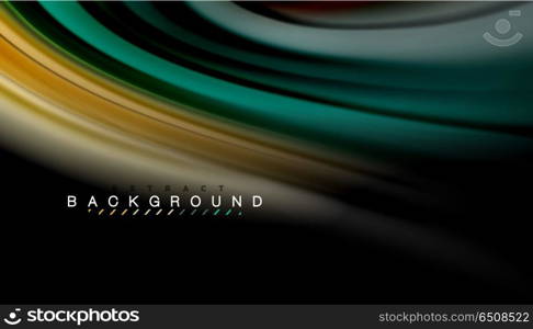 Abstract wave lines fluid rainbow style color stripes on black background. Abstract wave lines fluid rainbow style color stripes on black background. Vector artistic illustration for presentation, app wallpaper, banner or poster