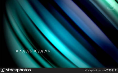 Abstract wave lines fluid rainbow style color stripes on black background. Abstract wave lines fluid rainbow style color stripes on black background. Vector artistic illustration for presentation, app wallpaper, banner or poster