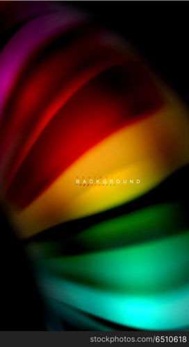 Abstract wave lines fluid rainbow style color stripes on black background. Abstract wave lines fluid rainbow style color stripes on black background. Vector artistic illustration for presentation, app wallpaper, banner or poster