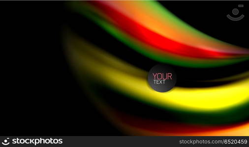 Abstract wave lines fluid rainbow style color stripes on black background. Artistic illustration for presentation, app wallpaper, banner or poster. Abstract wave lines fluid rainbow style color stripes on black background. Vector artistic illustration for presentation, app wallpaper, banner or poster