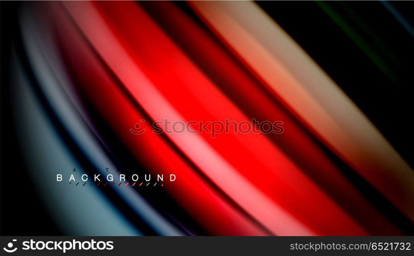 Abstract wave lines fluid rainbow style color stripes on black background. Abstract wave lines fluid rainbow style color stripes on black background. Vector artistic illustration for presentation, app wallpaper, banner or poster