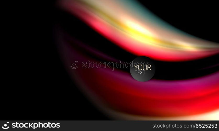 Abstract wave lines fluid rainbow style color stripes on black background. Artistic illustration for presentation, app wallpaper, banner or poster. Abstract wave lines fluid rainbow style color stripes on black background. Vector artistic illustration for presentation, app wallpaper, banner or poster