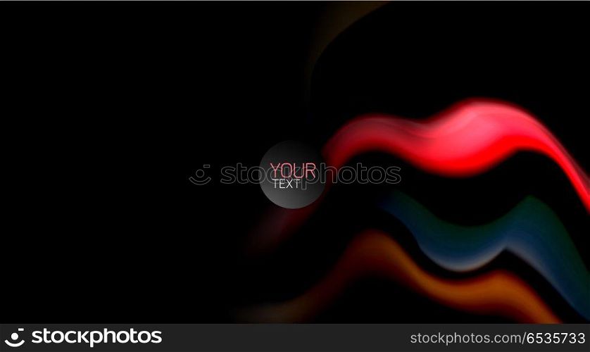 Abstract wave lines fluid rainbow style color stripes on black background. Artistic illustration for presentation, app wallpaper, banner or poster. Abstract wave lines fluid rainbow style color stripes on black background. Vector artistic illustration for presentation, app wallpaper, banner or poster
