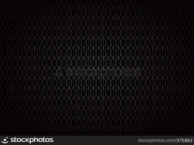 Abstract wave lines gold gradient seamless trellis pattern on black background art deco style. Vector illustration