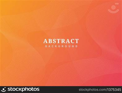 Abstract wave lines pattern on orange gradient background. Vector illustration