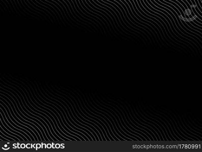 Abstract wave lines white color pattern on black background with space for your text. Vector illustration