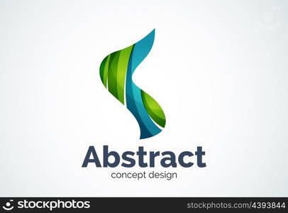 Abstract wave logo template, smooth motion concept. Color overlapping pieces design style