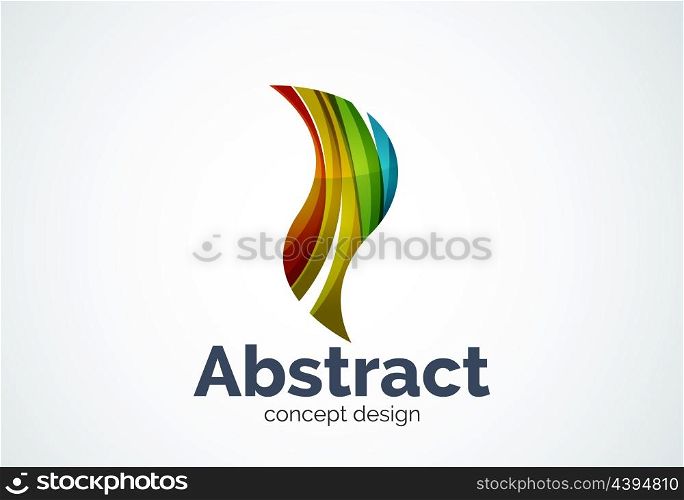 Abstract wave logo template, smooth motion concept. Color overlapping pieces design style