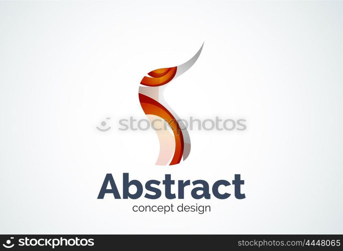 Abstract wave logo template, smooth motion concept. Color overlapping pieces design style