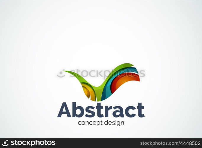 Abstract wave logo template, smooth motion concept. Color overlapping pieces design style