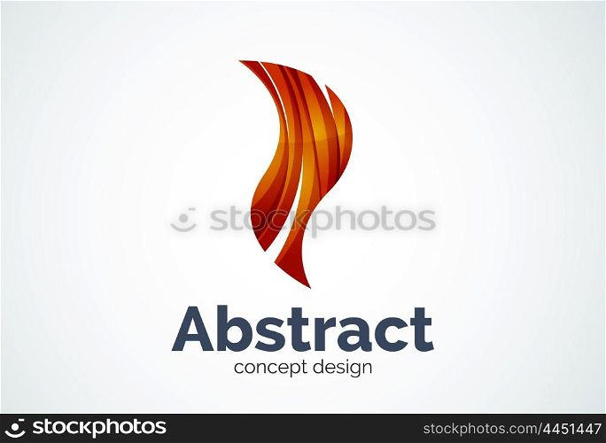 Abstract wave logo template, smooth motion concept. Color overlapping pieces design style