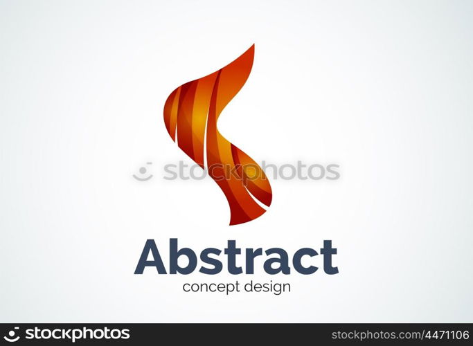 Abstract wave logo template, smooth motion concept. Color overlapping pieces design style