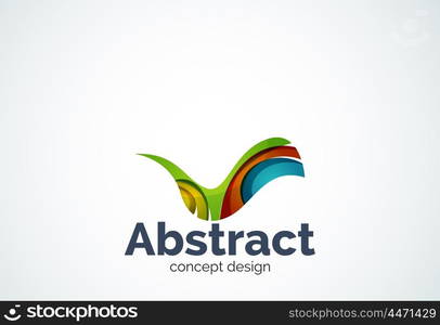 Abstract wave logo template, smooth motion concept. Color overlapping pieces design style