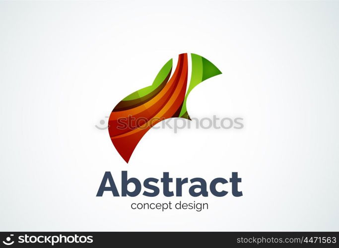 Abstract wave logo template, smooth motion concept. Color overlapping pieces design style