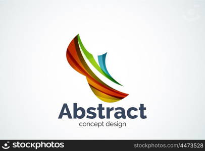 Abstract wave logo template, smooth motion concept. Color overlapping pieces design style