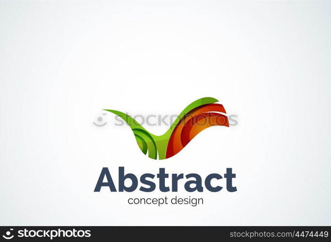 Abstract wave logo template, smooth motion concept. Color overlapping pieces design style