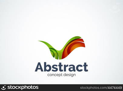 Abstract wave logo template, smooth motion concept. Color overlapping pieces design style