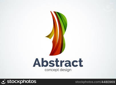 Abstract wave logo template, smooth motion concept. Color overlapping pieces design style