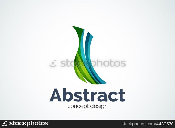 Abstract wave logo template, smooth motion concept. Color overlapping pieces design style