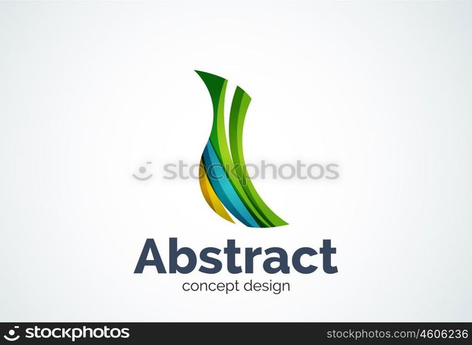 Abstract wave logo template, smooth motion concept. Color overlapping pieces design style