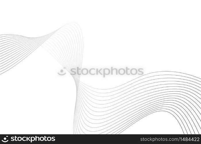 Abstract wave made up from thin gray curved lines isolated on white. Abstract wave made up from thin gray curved lines on white