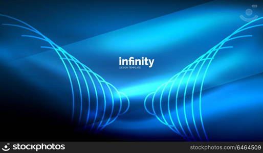 Abstract wave on dark background, shiny glowing neon digital background template. Abstract wave on dark background, shiny glowing neon digital background template. Vector illustration