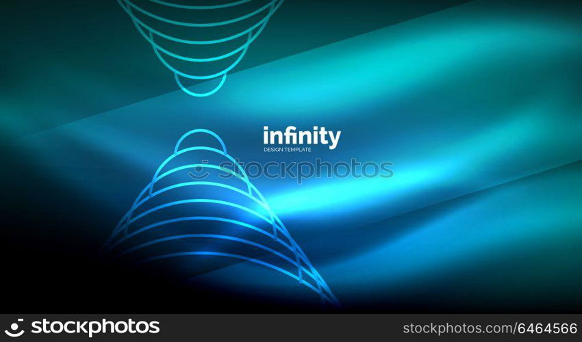 Abstract wave on dark background, shiny glowing neon digital background template. Abstract wave on dark background, shiny glowing neon digital background template. Vector illustration