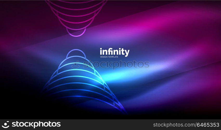 Abstract wave on dark background, shiny glowing neon digital background template. Abstract wave on dark background, shiny glowing neon digital background template. Vector illustration