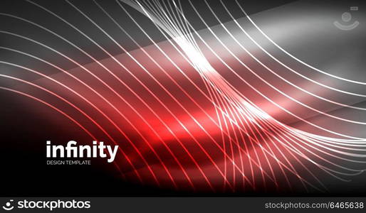 Abstract wave on dark background, shiny glowing neon digital background template. Abstract wave on dark background, shiny glowing neon digital background template. Vector illustration