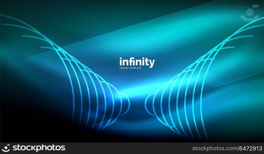 Abstract wave on dark background, shiny glowing neon digital background template. Abstract wave on dark background, shiny glowing neon digital background template. Vector illustration