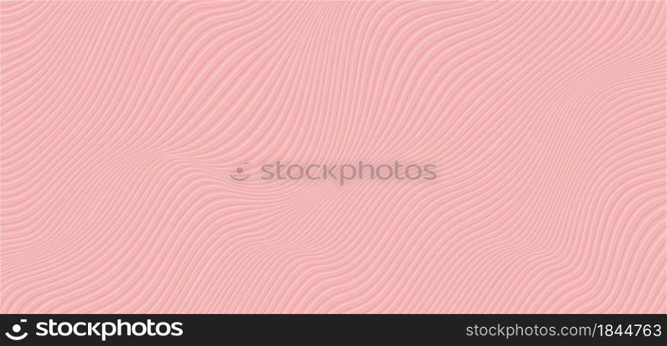Abstract wave thin curved lines pattern on pink background and texture. Vector illustration