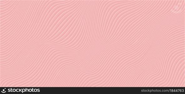 Abstract wave thin curved lines pattern on pink background and texture. Vector illustration