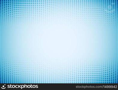 Abstract waves dots pattern halftone blue gradient background and texture. Vector illustration