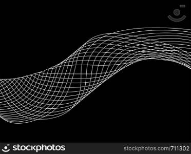 Abstract waves from lines. Blend design. Vector illustration on black background.. Abstract waves from lines. Blend design. Vector illustration on black